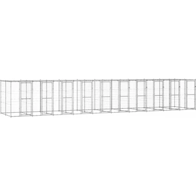 Image of vidaXL Outdoor Dog Kennel Galvanised Steel with Roof 24.2 m²