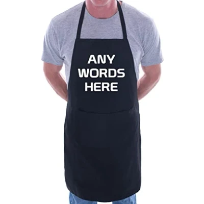 Image of Print4U Personalised Apron Your Text here Any Words BBQ Cooking Black