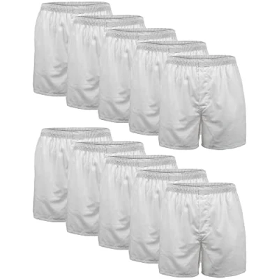 Image of GILDAN Men&#039;s Woven Boxers, Multipack Boxer Shorts, White (10 pack), M UK