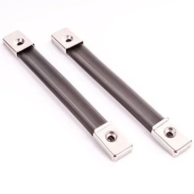 Image of 2x Rubber Case Strap Handles Silver Amp Speaker/Music Box/Suitcase Pulls