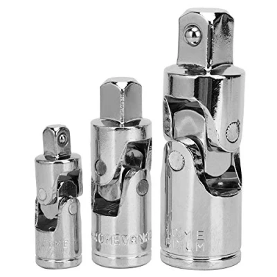Image of Walfront Universal Joint Set 1/4in 3/8in 1/2in Chrome Vanadium Steel Drive Impact Socket Wrench Adapter