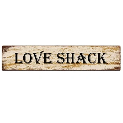 Image of KILSPU Love Shack Sign Vintage Metal Retro Plaque Bar Pub Poster Wall Art Decor Tin 4x16 in / 10x40 cm