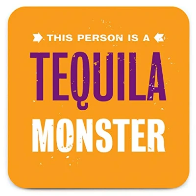 Image of Brainbox Candy Funny &#039;Tequila Monster Coaster SPECKLED&#039; Small Gift Ideas For Him Her Friends Birthday Housewarming Present New Home Gifts Women Men