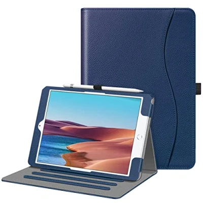 Image of FINTIE Case for iPad 9th / 8th 7th Generation (2021/2020/2019) 10.2 Inch [Corner Protection] Multi Angle Viewing Stand Cover with Pocket &amp; Pencil Holder, Auto Wake Sleep, Navy