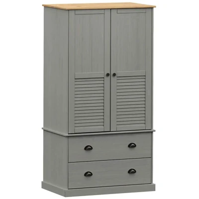 Image of vidaXL Wardrobe VIGO Grey 90x55x170 cm Solid Wood Pine