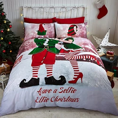 Image of Catherine Lansfield Selfie Elfie Easy Care Single Duvet Set Multi
