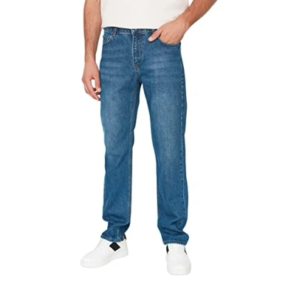 Image of Trendyol Men&#039;s Man Straight Jeans, Navy Blue, 29