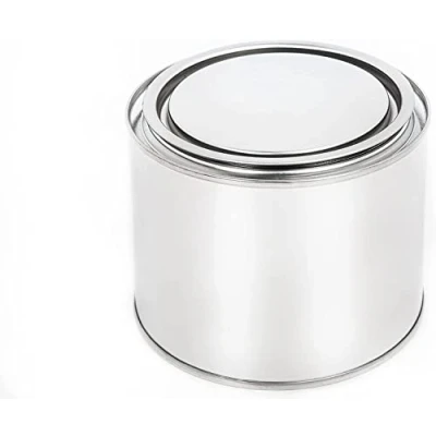 Image of BenBow Tinplate can 16.91 fl oz (500 ml) with press in lid airtight, opaque, empty, round storage/candle container 4 pieces