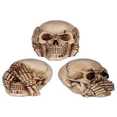 Image of Puckator Set of 3 Small See No, Hear Speak No Evil Skulls Home Living Room Decoration Gifts For Men Women