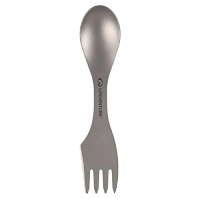 Image of Lifeventure Superlight Titanium Spork with Serrated Cutting Edge Ideal for Camping or Travel, Silver
