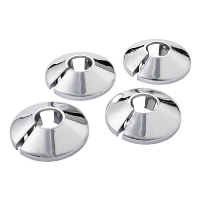 Image of E2trade Chrome 15mm Radiator Pipe Hole Collars Cover Radsnaps (Pack of 4 Collar),Silver