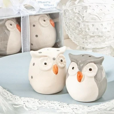 Image of Owl Salt and Pepper Shaker Spice Ceramic