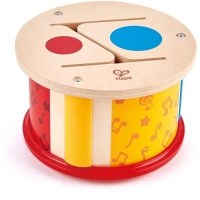 Image of Hape Double Sided Drum Wooden Musical Instrument for Toddlers