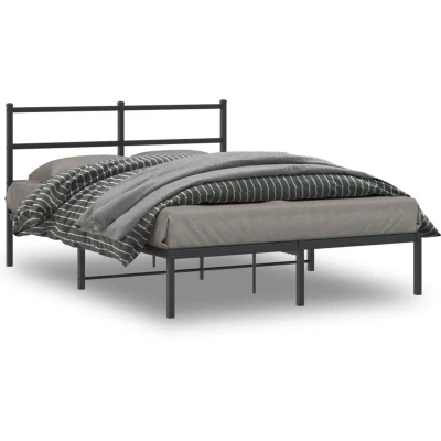 Image of Vidaxl Metal Bed Frame without Mattress with Headboard Black 140x200cm