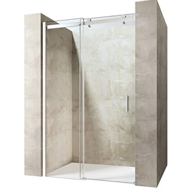 Image of Durovin Bathrooms Frameless 1050 Shower Door for Sliding Enclosure 8mm Thick Transparent Safety Glass Side Aluminium Strip Mount