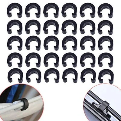 Image of Luckycivia 30 PCS Black Bicycle C Clips Clamps, Road Mountain Bike Housing Hose Guide for Brake Derailleur Shift Cables