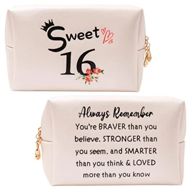 Image of 16th Birthday Gifts Girl,Inspirational Makeup Bag Gift for Sweet Gifts,16th Ideas,16 Year Old Girls Sixteen Teen Girls,Inspirational Quotes