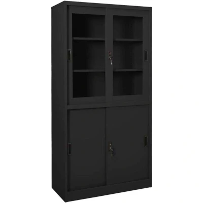 Image of vidaXL Office Cabinet with Sliding Door Anthracite 90x40x180 cm Steel