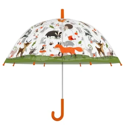 Image of Esschert Children&#039;s Umbrella Design Transparent Forest, Multi coloured, Medium, Medium