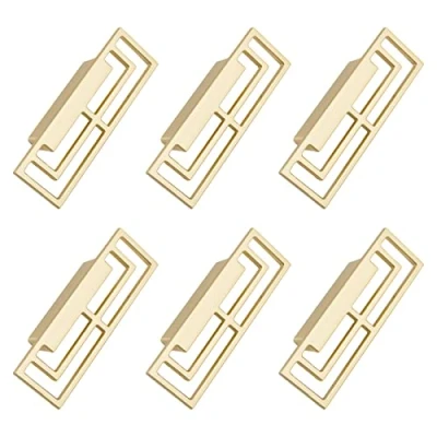 Image of MOROBOR Chinese Cabinet Hardware Handles, 6pcs of Gold Brushed Drawer Stylish Golden Copper Handles Modern Auspicious Patterns Double Hole 32mm Handle