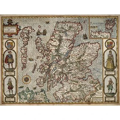 Image of 1000 Piece Jigsaw Puzzle: Historical Map of Scotland by John Speed Large Size 66cm x 50cm