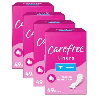 Image of Carefree Acti Fresh Thong Panty Liner Unscented, Regular, 49ct (Pack of 4)