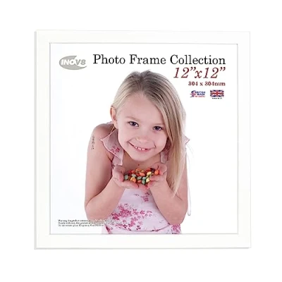Image of Inov8 British Made Real Wood Picture/Photo Frame 12x12&quot; Inch(30x30cm) Auckland 20mm Pine White