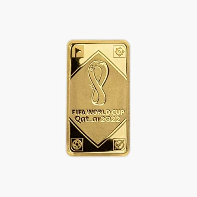Image of The Koin Club FIFA World Cup Qatar 2022 Football Tournament Venues Gold Bar Competition Emblem