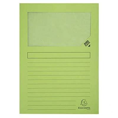 Image of Exacompta Ref 50253E Forever Collection Window Folders 220 x 310mm in Size, Suitable for A4 Documents, 120gsm Recycled Board Light Green (Pack of 25)