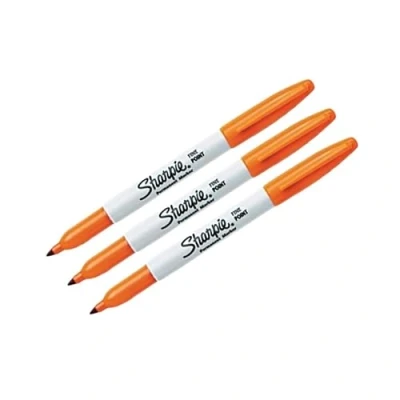 Image of Sharpie Permanent Markers Fine Point Orange 3 Count