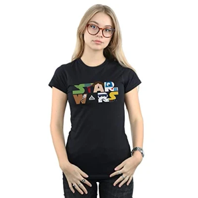 Image of Star Wars Women&#039;s Character Logo T Shirt Black Large