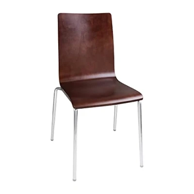 Image of Bolero Side Chair with Square Back Dark Chocolate Steel Frame Beech Veneer