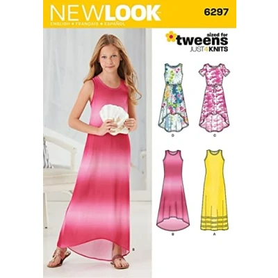 Image of New Look Girls Easy Sewing Pattern 6297 Stretch Knit Summer Dresses