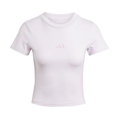 Image of adidas Women&#039;s Essentials 3 Stripes Slim Baby T Shirt, ice Lavender/Bliss Lilac, S