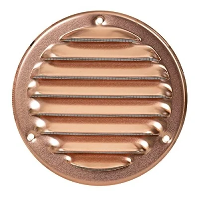 Image of Copper Round Air Ventilation Grille 100mm / 140mm with Insect Protection Fly Screen Flat Duct Cover
