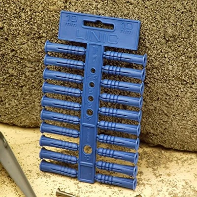 Image of Linic Products UK Made Fixing Masonry Plastic Wall Plugs, 10mm (4 Strips of 20) BLUE. (S7659) Free Postage