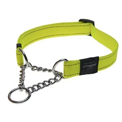 Image of Reflective Nylon Choke Collar; Slip Show Obedience Training Gentle Choker for Medium Dogs, Yellow