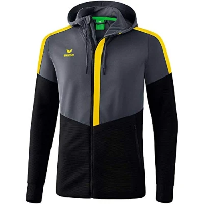 Image of Erima Squad Training Jacket with Hood Slate Grey/Black/Yellow, 152