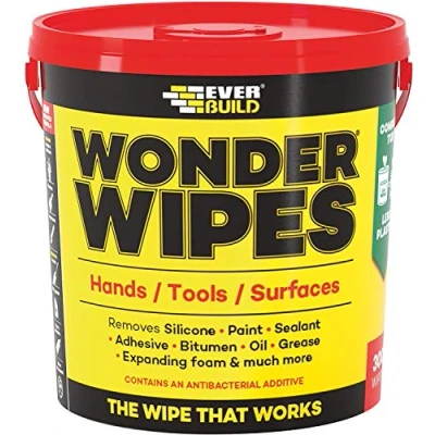 Image of 5 X Everbuild Giant Wonder Wipes Multi Purpose Hand 300 Tub