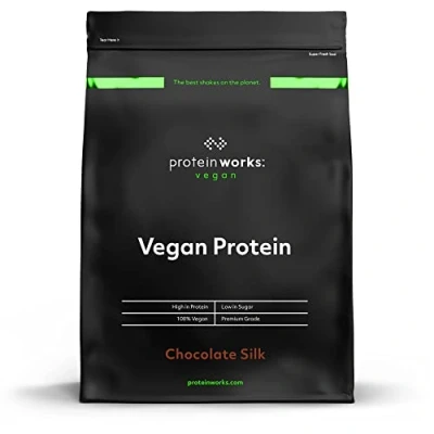 Image of Protein Works Vegan Powder, Plant Based Shake, Blend, Gluten Free, 33 Servings, Chocolate Silk, 1 kg