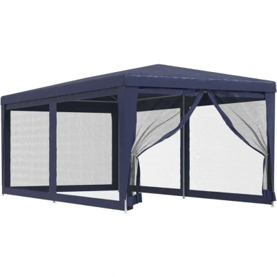 Image of vidaXL Party Tent with 6 Mesh Sidewalls Blue 3x6 m HDPE