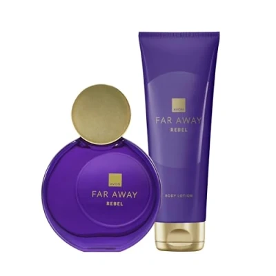 Image of Avon Far Away Rebel Duo, Eau de Parfum 50ml &amp; Body Lotion 125ml, Notes of Chocolate, Toffee and Vanilla, Cruelty Free