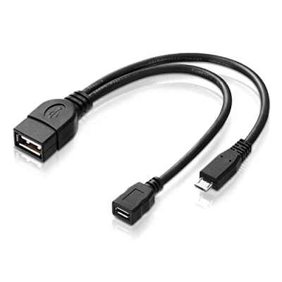 Image of Adaptare 40228 USB OTG Adapter Cable Micro 2.0 Male Female Type A + Power Connector for External Hard Drive, Fire TV Stick and Other Devices