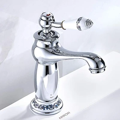 Image of Luxury Victorian Basin Mixer Taps Chrome Mono Bathroom Cloakroom Sink Tap Hot and Cold Classic Faucet (Chrome)