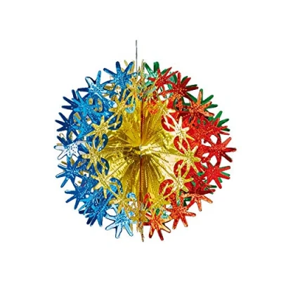 Image of Davies Multi Colour Christmas 2 Tone Foil Ceiling Decorations 30cm Ball
