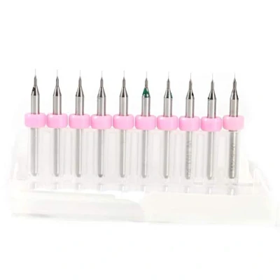 Image of 10 Pcs Print Circuit Board Drill Bits,PCB Carbide Micro Bits Tool Set(0.1mm)