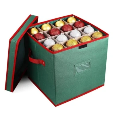 Image of Elito Home &amp; Garden Christmas Collapsible Sturdy Storage Box Bag For Xmas Baubles Ornaments Lights Tree More Decoration (Christmas Green)