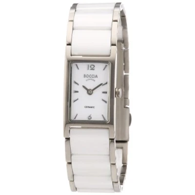 Image of Boccia Women&#039;s Quartz Watch with White Dial Analogue Display and Titanium Bracelet B3201 01