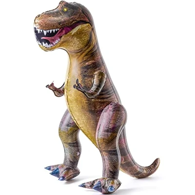 Image of JOYIN 76CM T Rex Dinosaur Inflatable, Tyrannosaurus Inflatable Toy for Pool Party Decorations, Birthday Gift Kids and Adults (Brown)
