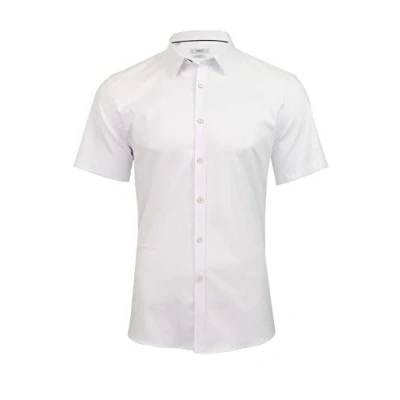 Image of Xact Mens Short Sleeved Poplin Stretch Shirt Slim Fit (White) XXL